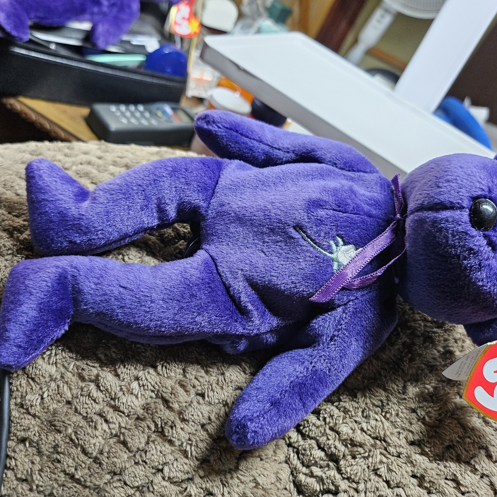 Ty Original Beanie Baby Princess Diana Purple Bear New With All Tags Very Rare!
